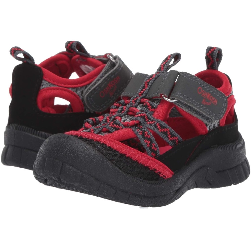 OSHKOSH Emon Toddler Sandals Play Water Beach Shoes Breathable Red Black Size 7